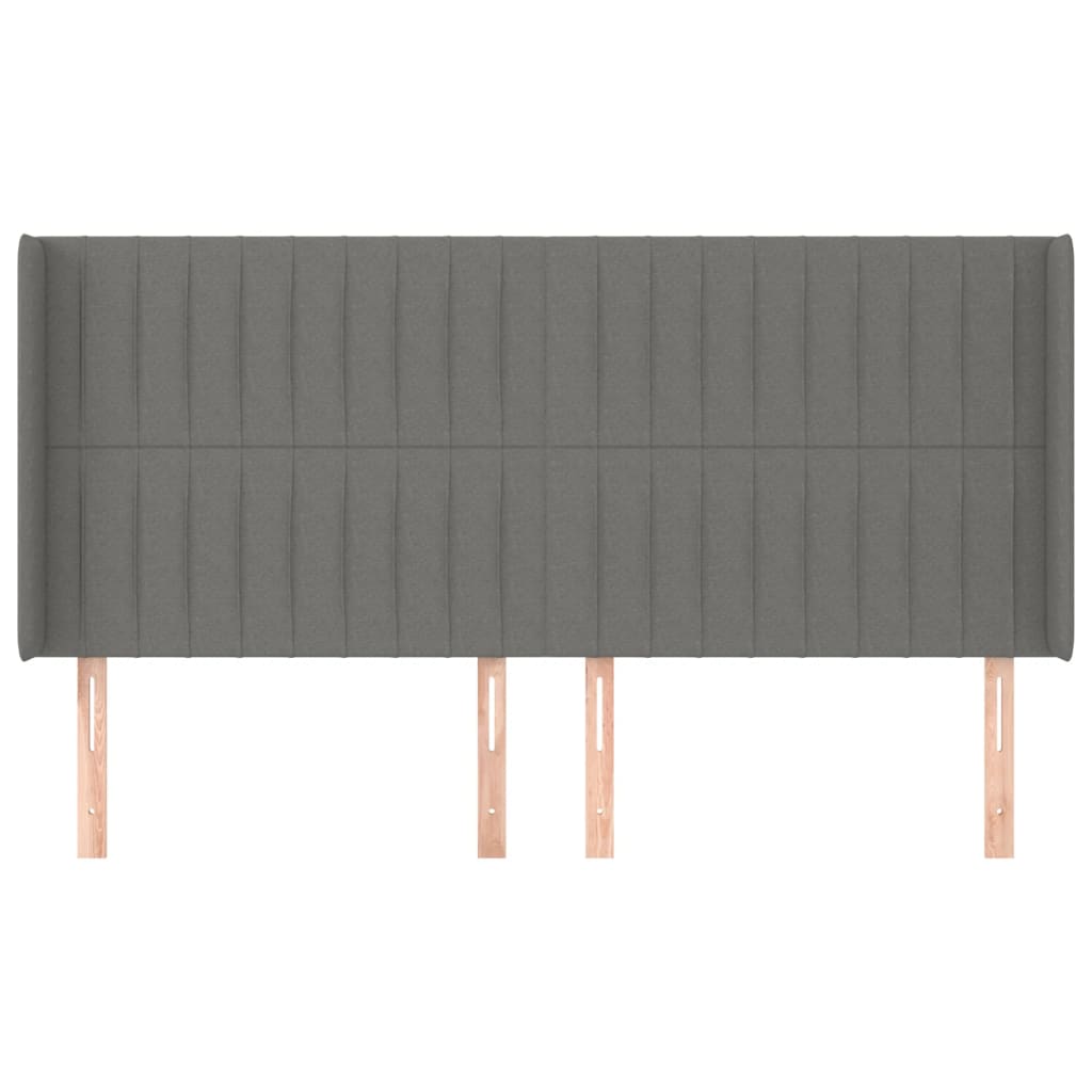 sengegavl med kanter 183x16x118/128 cm stof mørkegrå