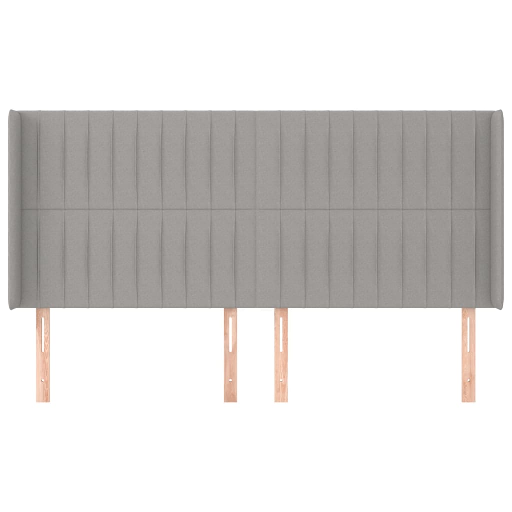 sengegavl med kanter 203x16x118/128 cm stof lysegrå