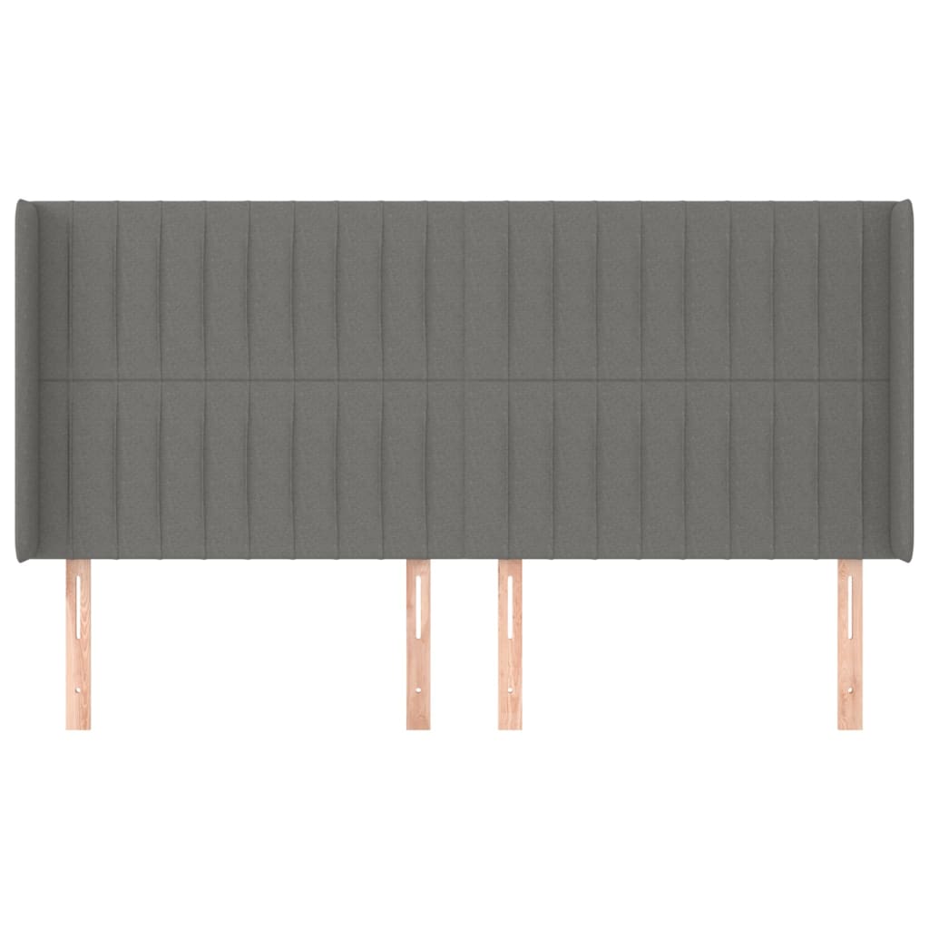 sengegavl med kanter 203x16x118/128 cm stof mørkegrå