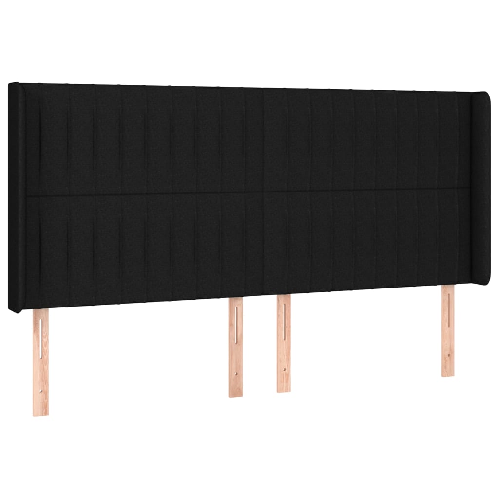 sengegavl med kanter 203x16x118/128 cm stof sort