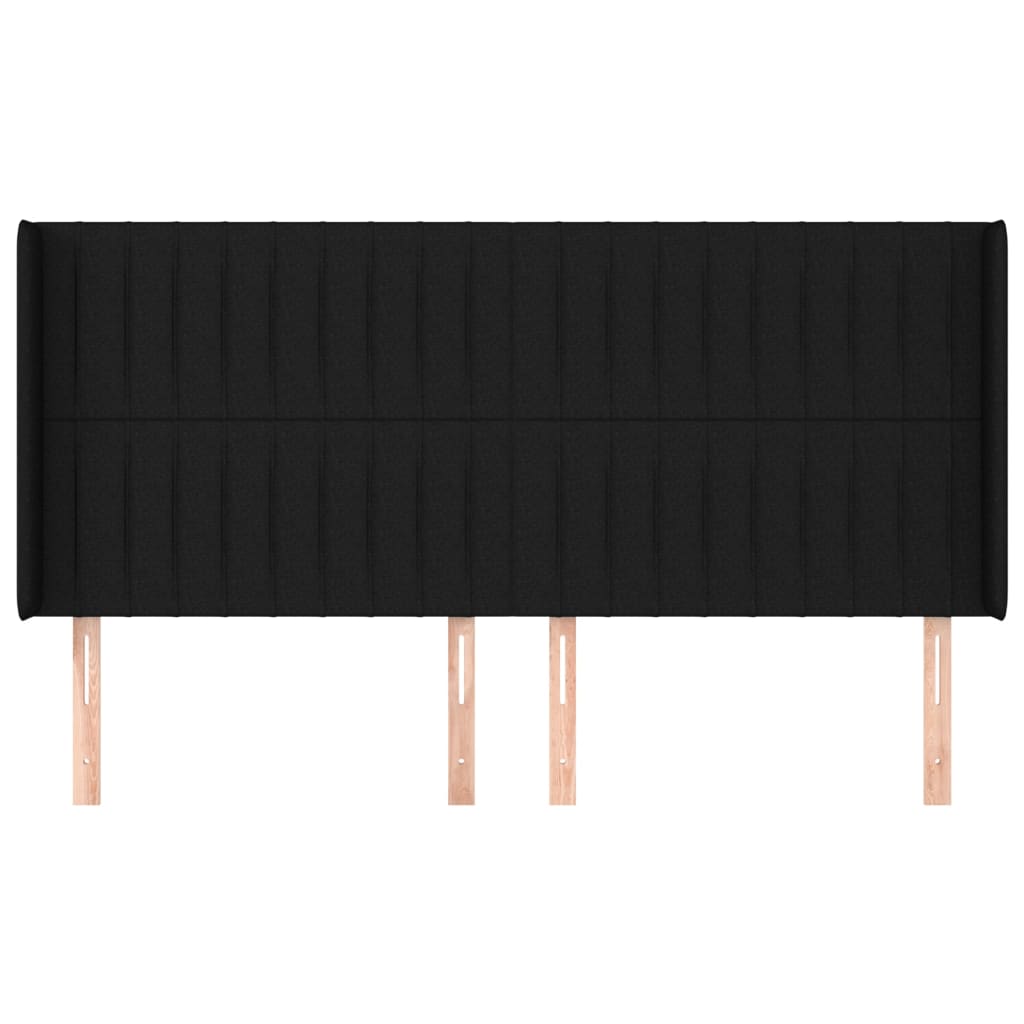 sengegavl med kanter 203x16x118/128 cm stof sort