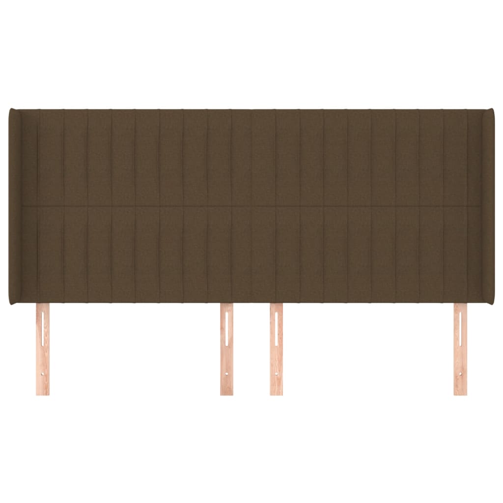 sengegavl med kanter 203x16x118/128 cm stof mørkebrun
