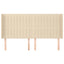 sengegavl med kanter 203x16x118/128 cm stof cremefarvet
