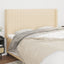 sengegavl med kanter 203x16x118/128 cm stof cremefarvet