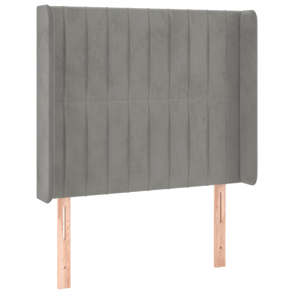sengegavl med kanter 83x16x118/128 cm fløjl lysegrå