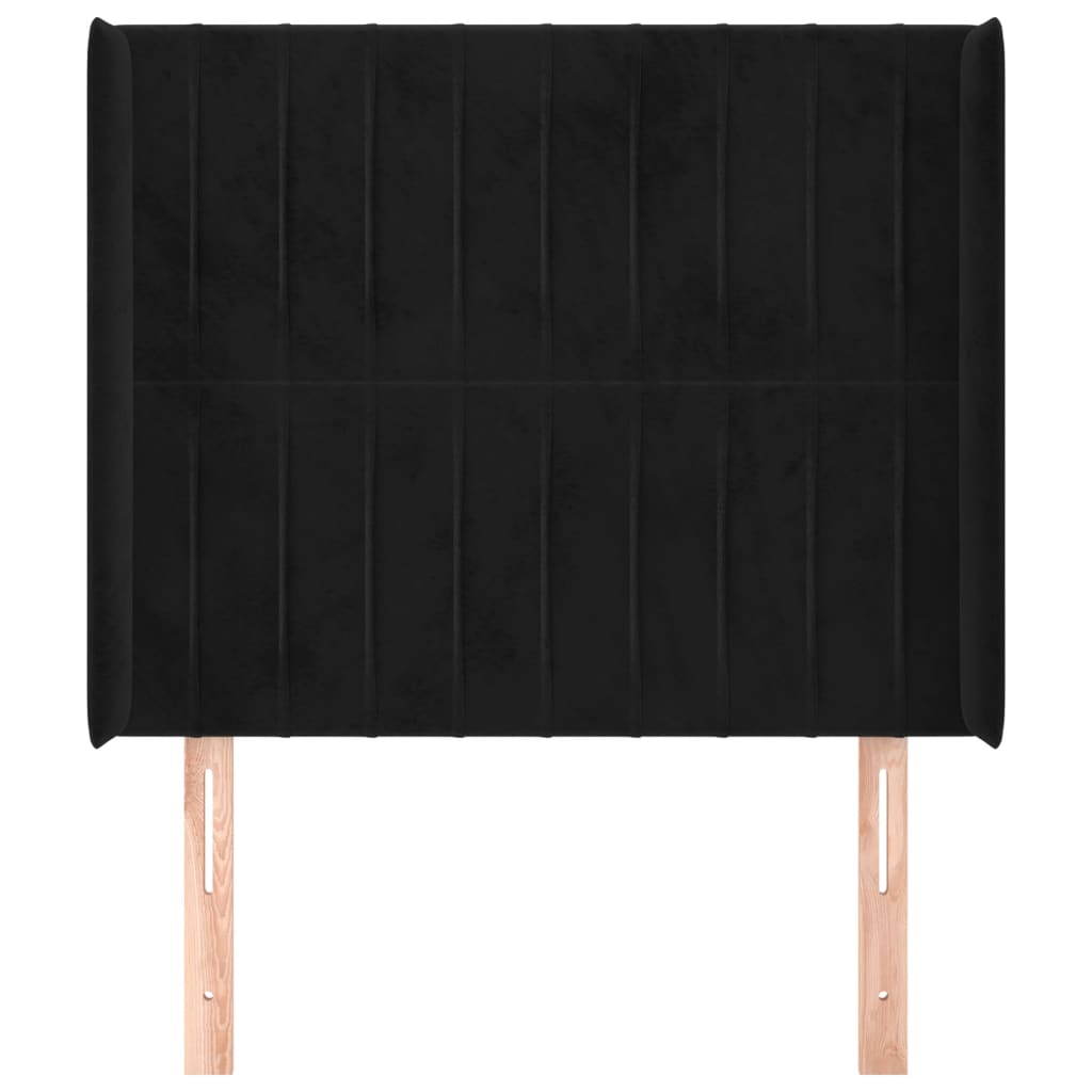 sengegavl med kanter 83x16x118/128 cm fløjl sort