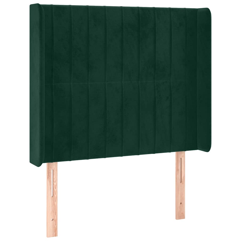 sengegavl med kanter 83x16x118/128 cm fløjl mørkegrøn