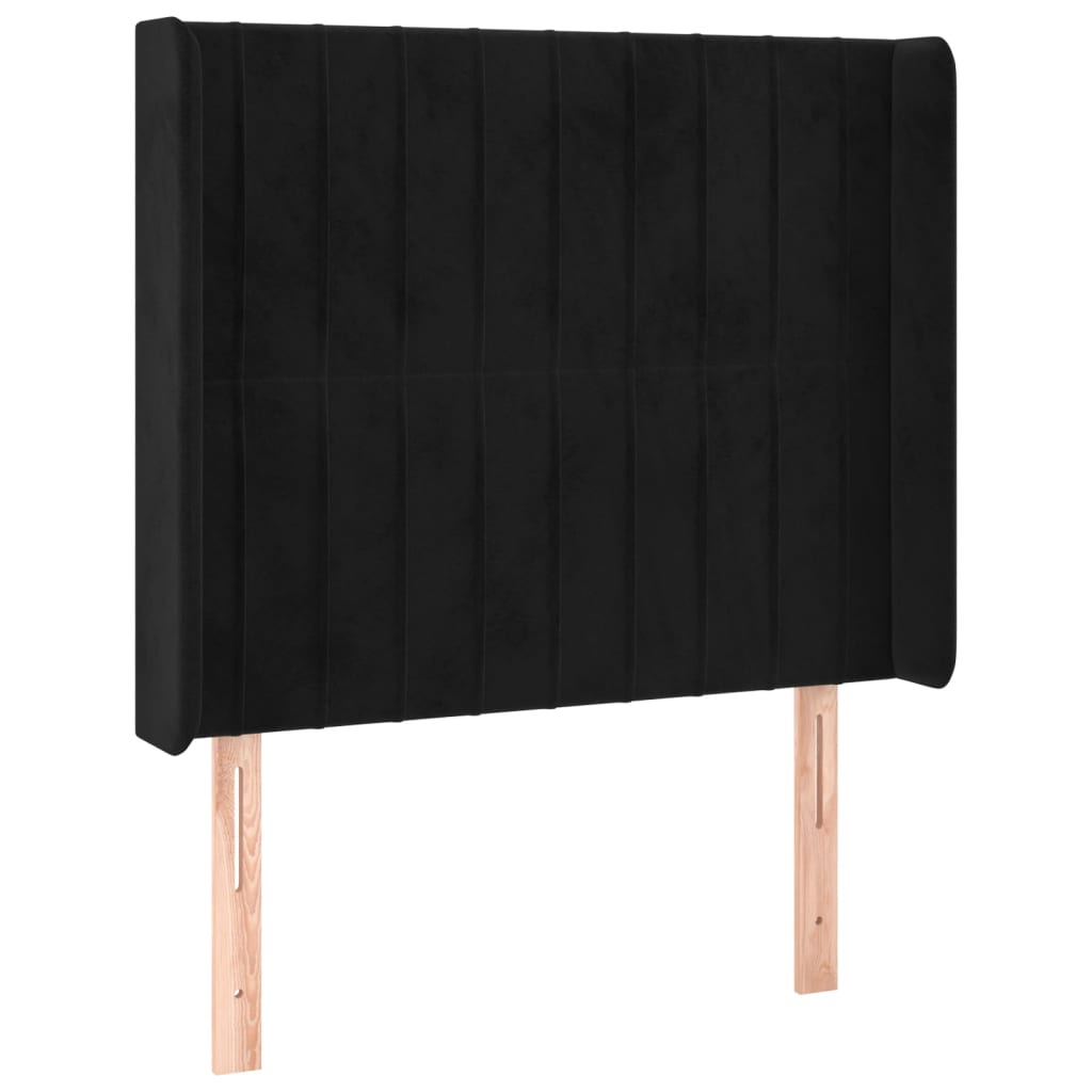 sengegavl med kanter 93x16x118/128 cm fløjl sort