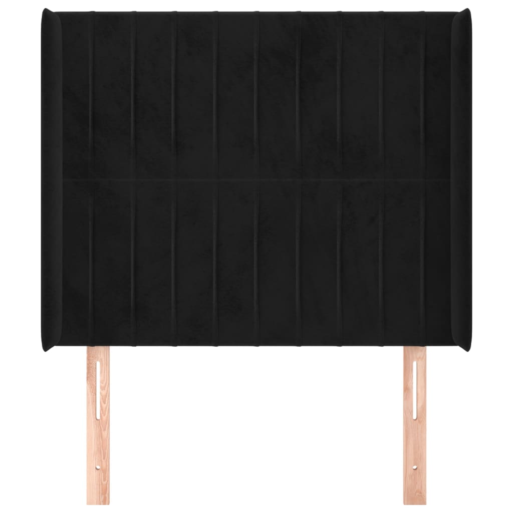 sengegavl med kanter 93x16x118/128 cm fløjl sort
