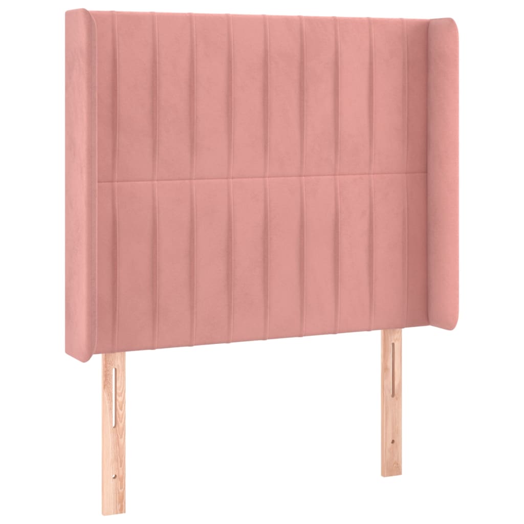sengegavl med kanter 93x16x118/128 cm fløjl lyserød