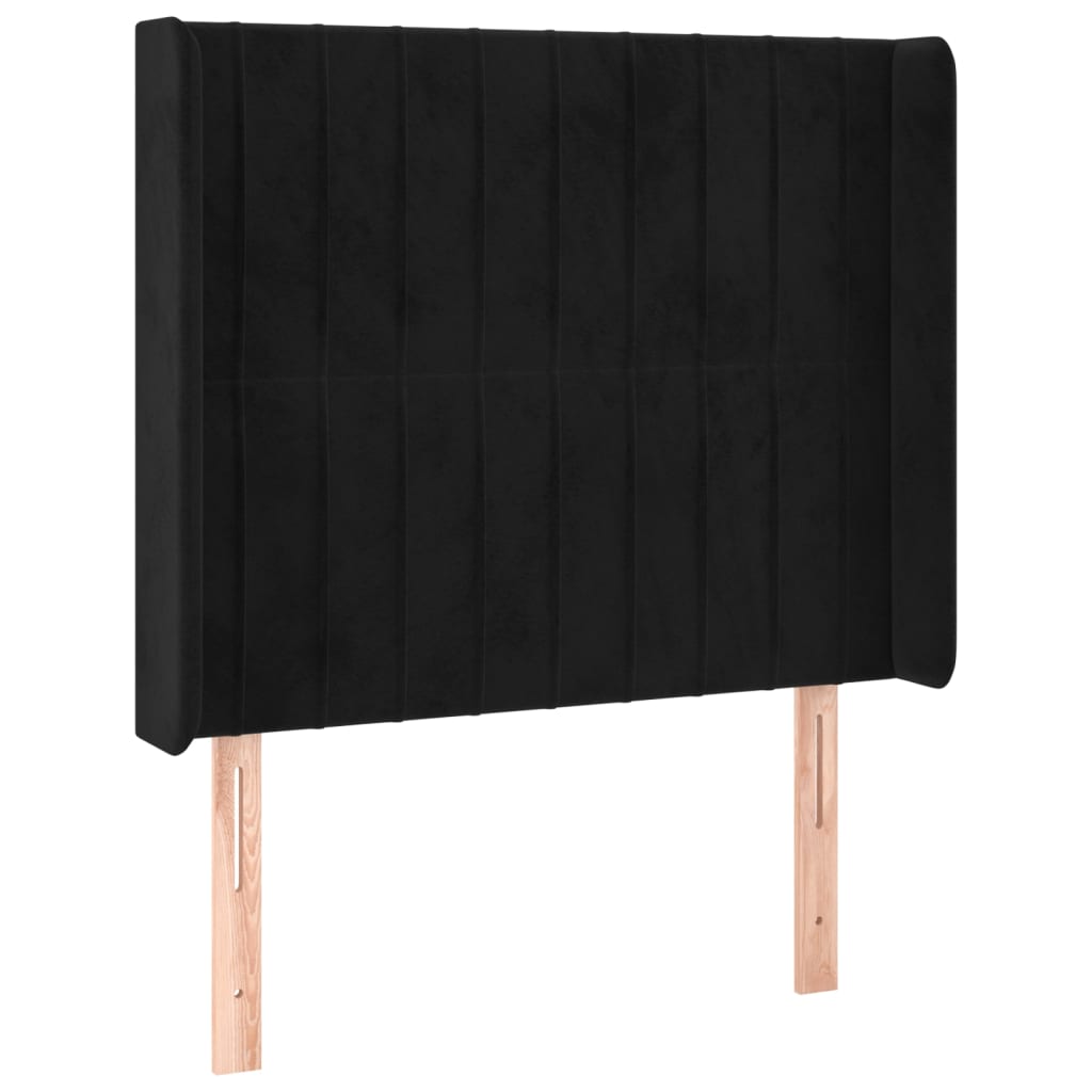 sengegavl med kanter 103x16x118/128 cm fløjl sort