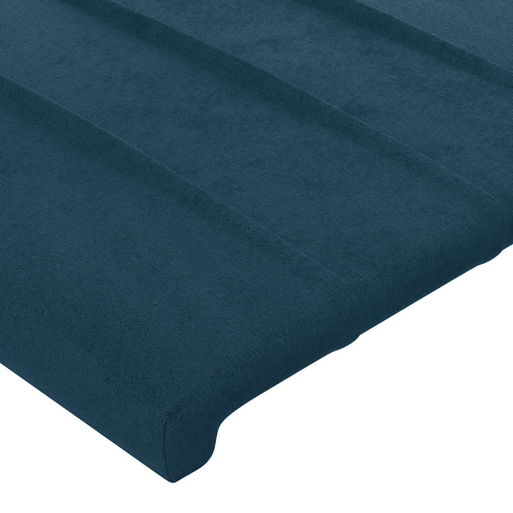 sengegavl med kanter 103x16x118/128 cm fløjl mørkeblå