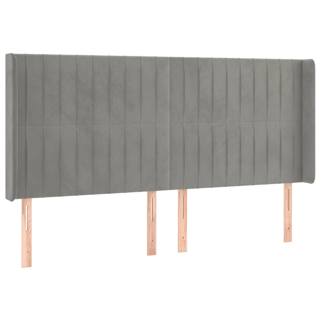 sengegavl med kanter 183x16x118/128 cm fløjl lysegrå