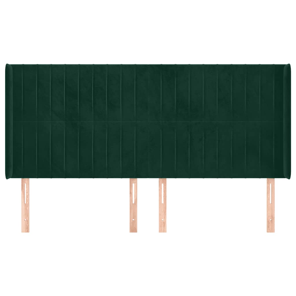 sengegavl med kanter 183x16x118/128 cm fløjl mørkegrøn
