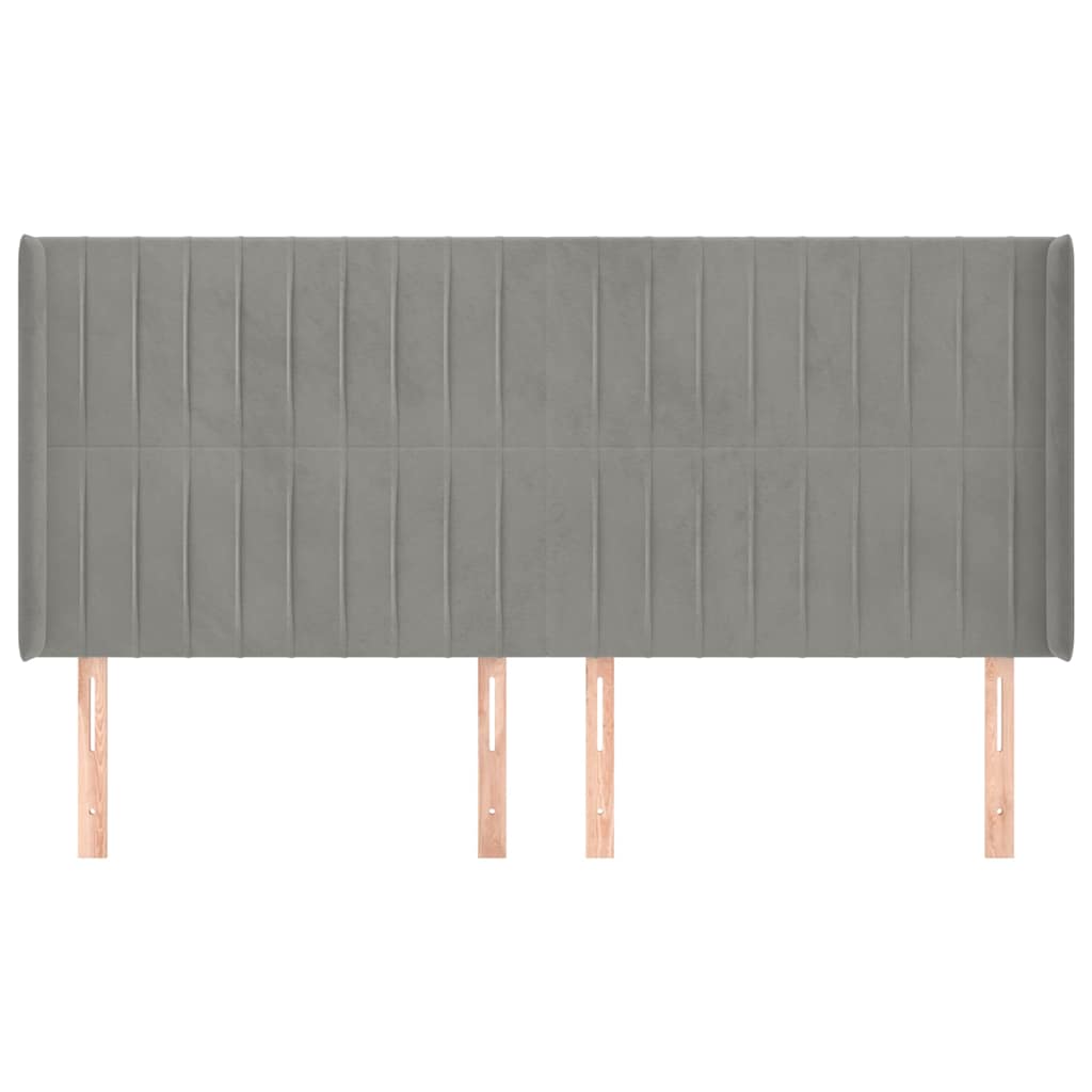 sengegavl med kanter 203x16x118/128 cm fløjl lysegrå