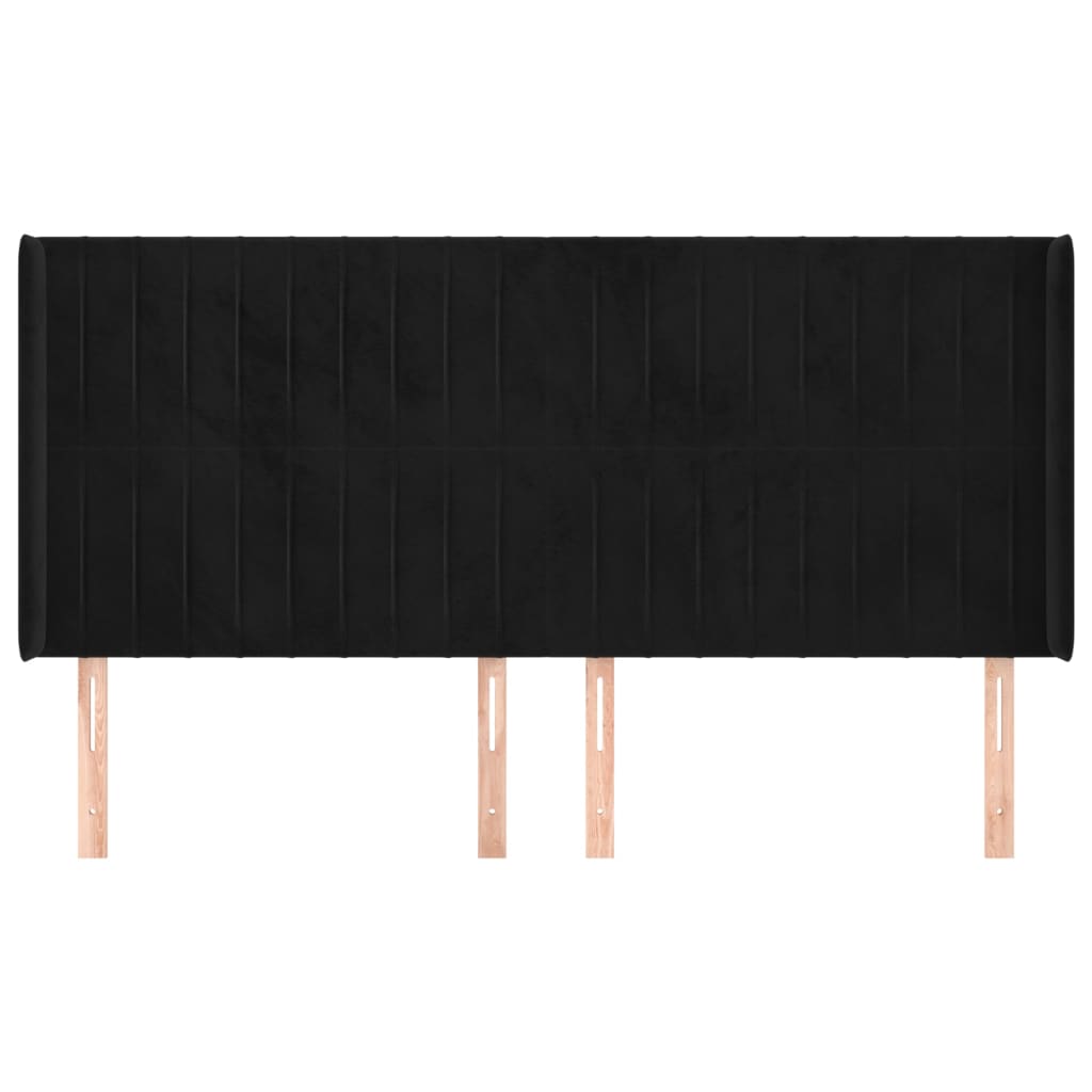 sengegavl med kanter 203x16x118/128 cm fløjl sort