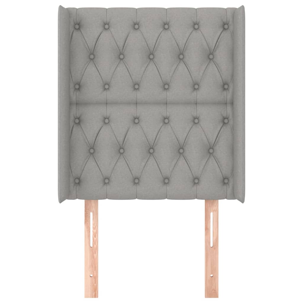 sengegavl med kanter 83x16x118/128 cm stof lysegrå