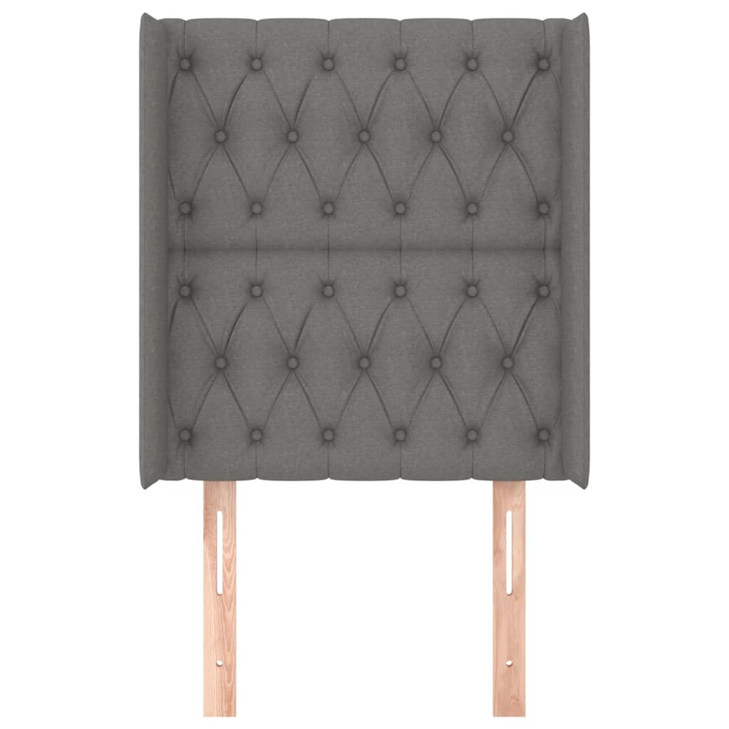 sengegavl med kanter 83x16x118/128 cm stof mørkegrå
