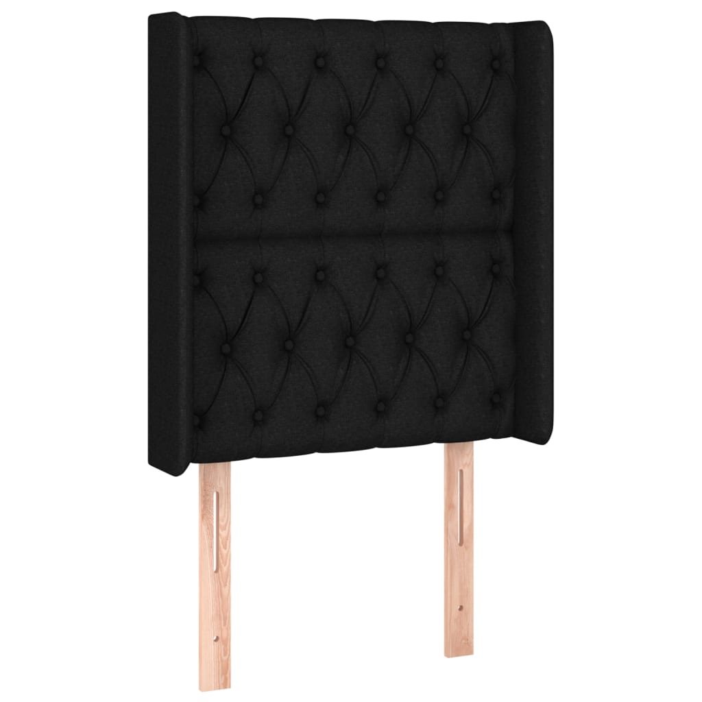 sengegavl med kanter 83x16x118/128 cm stof sort