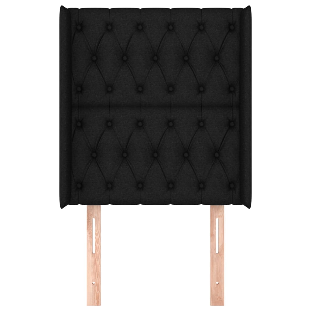 sengegavl med kanter 83x16x118/128 cm stof sort