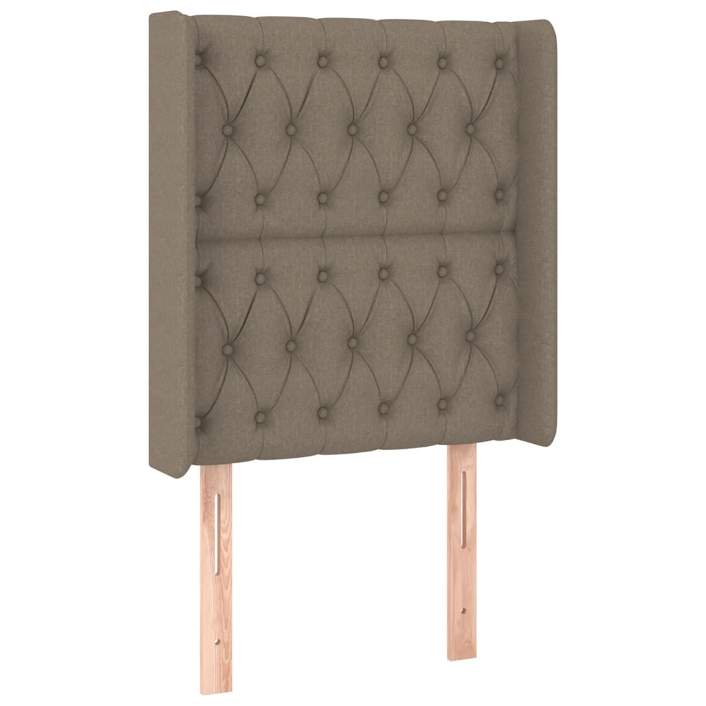 sengegavl med kanter 83x16x118/128 cm stof gråbrun