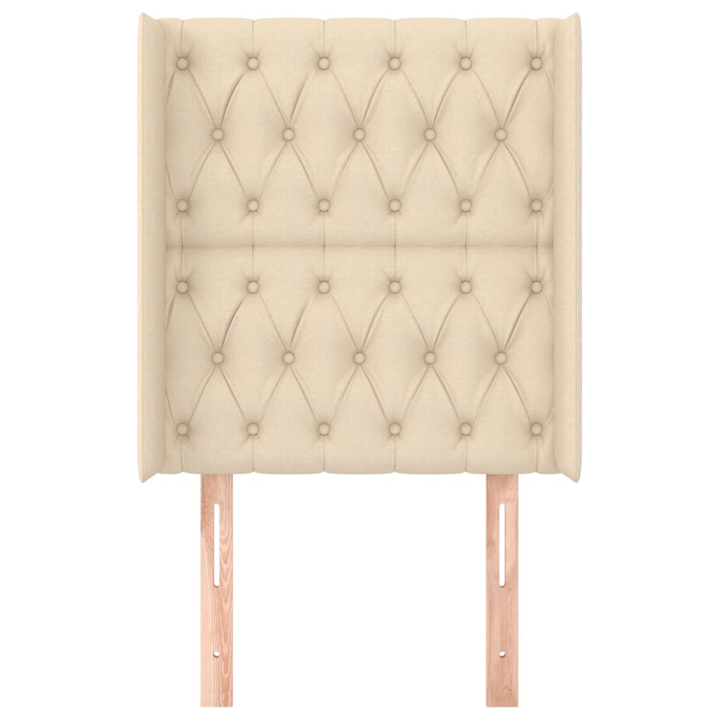 sengegavl med kanter 83x16x118/128 cm stof cremefarvet