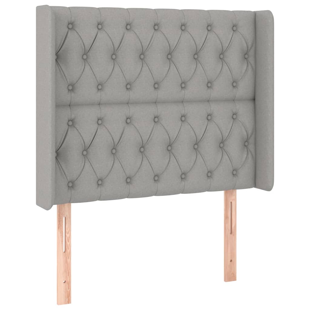 sengegavl med kanter 93x16x118/128 cm stof lysegrå