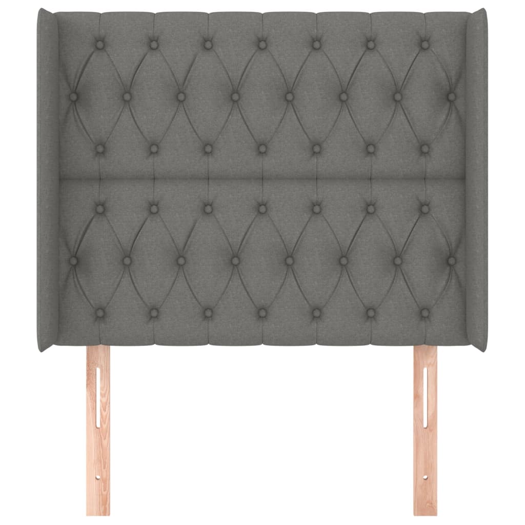 sengegavl med kanter 93x16x118/128 cm stof mørkegrå
