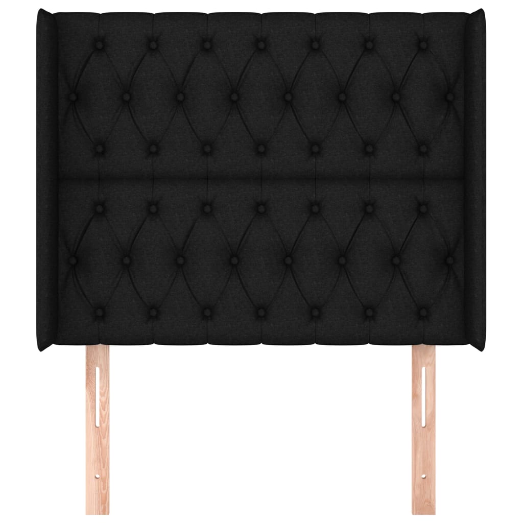sengegavl med kanter 93x16x118/128 cm stof sort