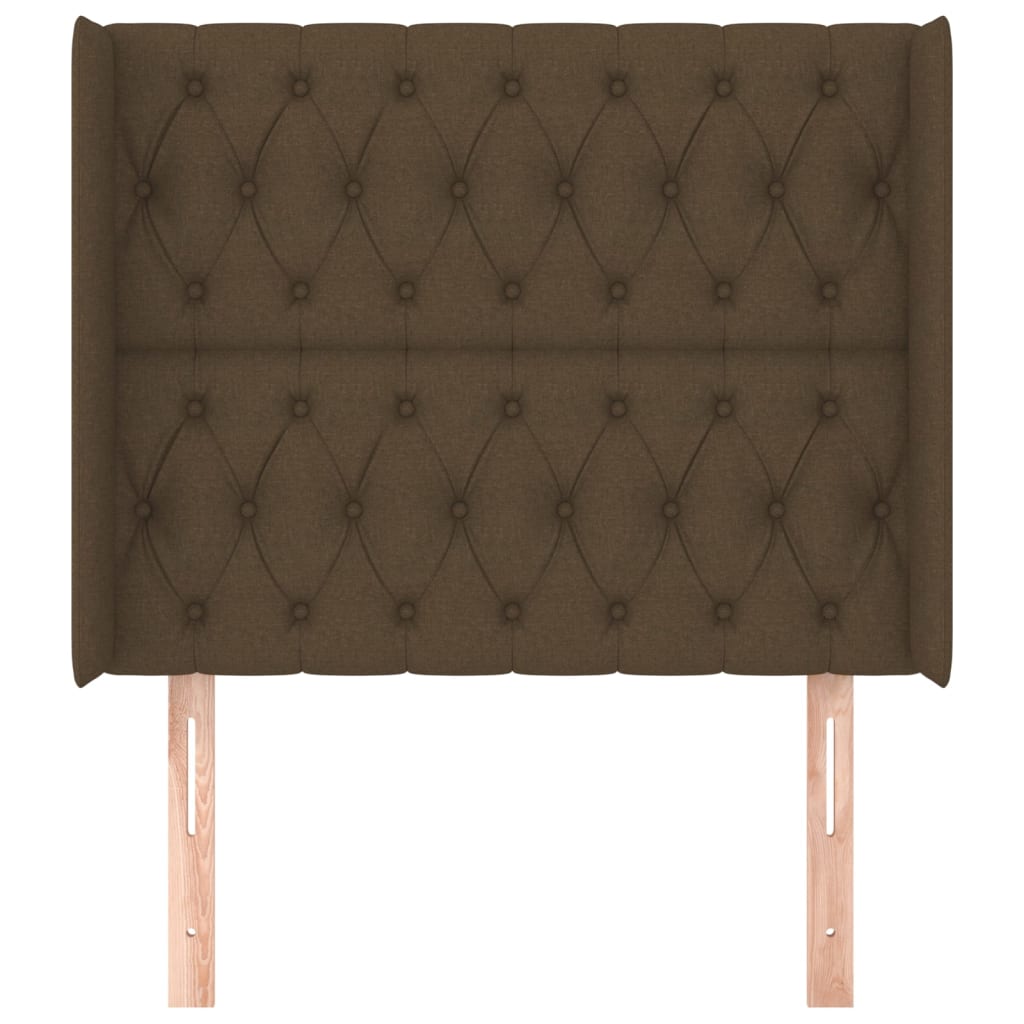 sengegavl med kanter 93x16x118/128 cm stof mørkebrun