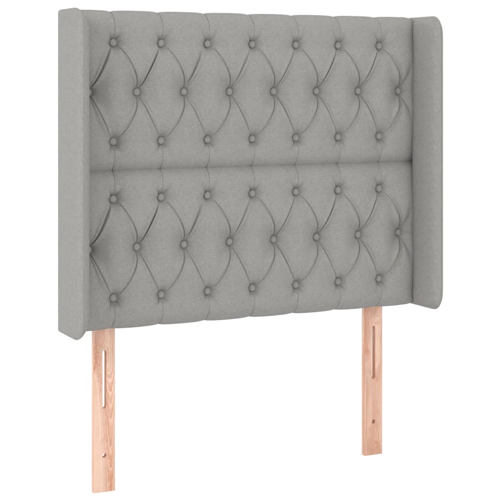 sengegavl med kanter 103x16x118/128 cm stof lysegrå