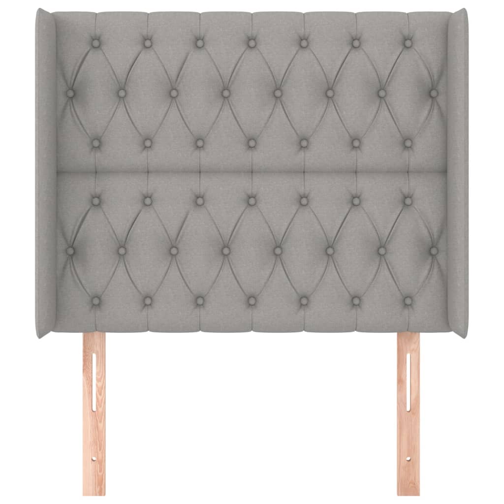 sengegavl med kanter 103x16x118/128 cm stof lysegrå