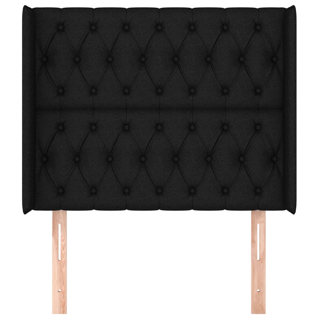 sengegavl med kanter 103x16x118/128 cm stof sort