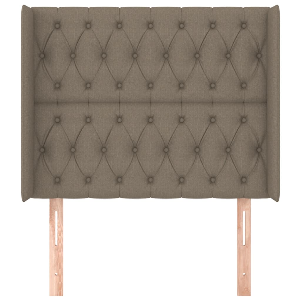 sengegavl med kanter 103x16x118/128 cm stof gråbrun