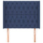 sengegavl med kanter 103x16x118/128 cm stof blå