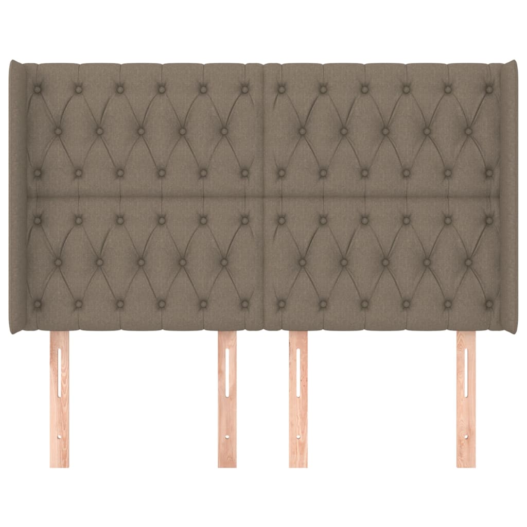 sengegavl med kanter 163x16x118/128 cm stof gråbrun