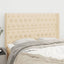 sengegavl med kanter 163x16x118/128 cm stof cremefarvet