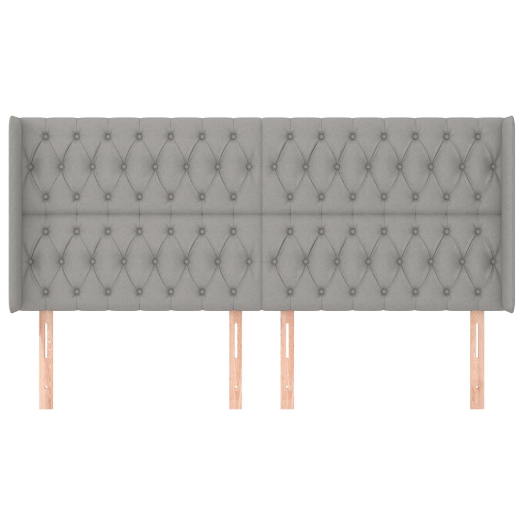 sengegavl med kanter 183x16x118/128 cm stof lysegrå
