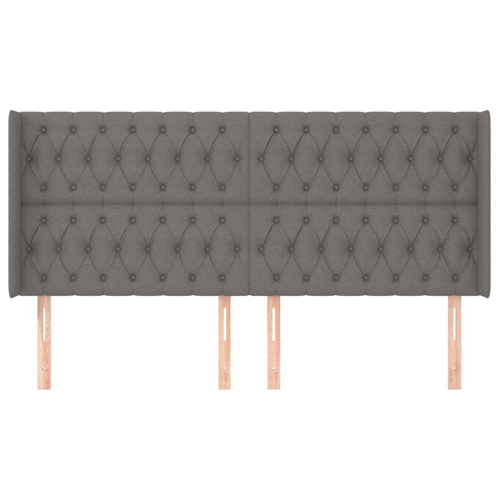 sengegavl med kanter 183x16x118/128 cm stof mørkegrå