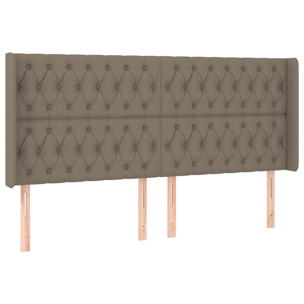 sengegavl med kanter 183x16x118/128 cm stof gråbrun