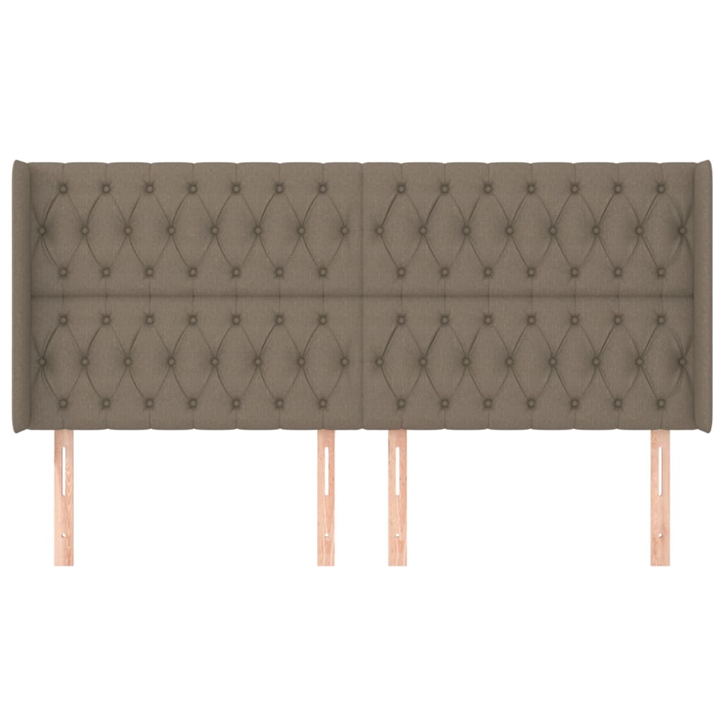 sengegavl med kanter 183x16x118/128 cm stof gråbrun