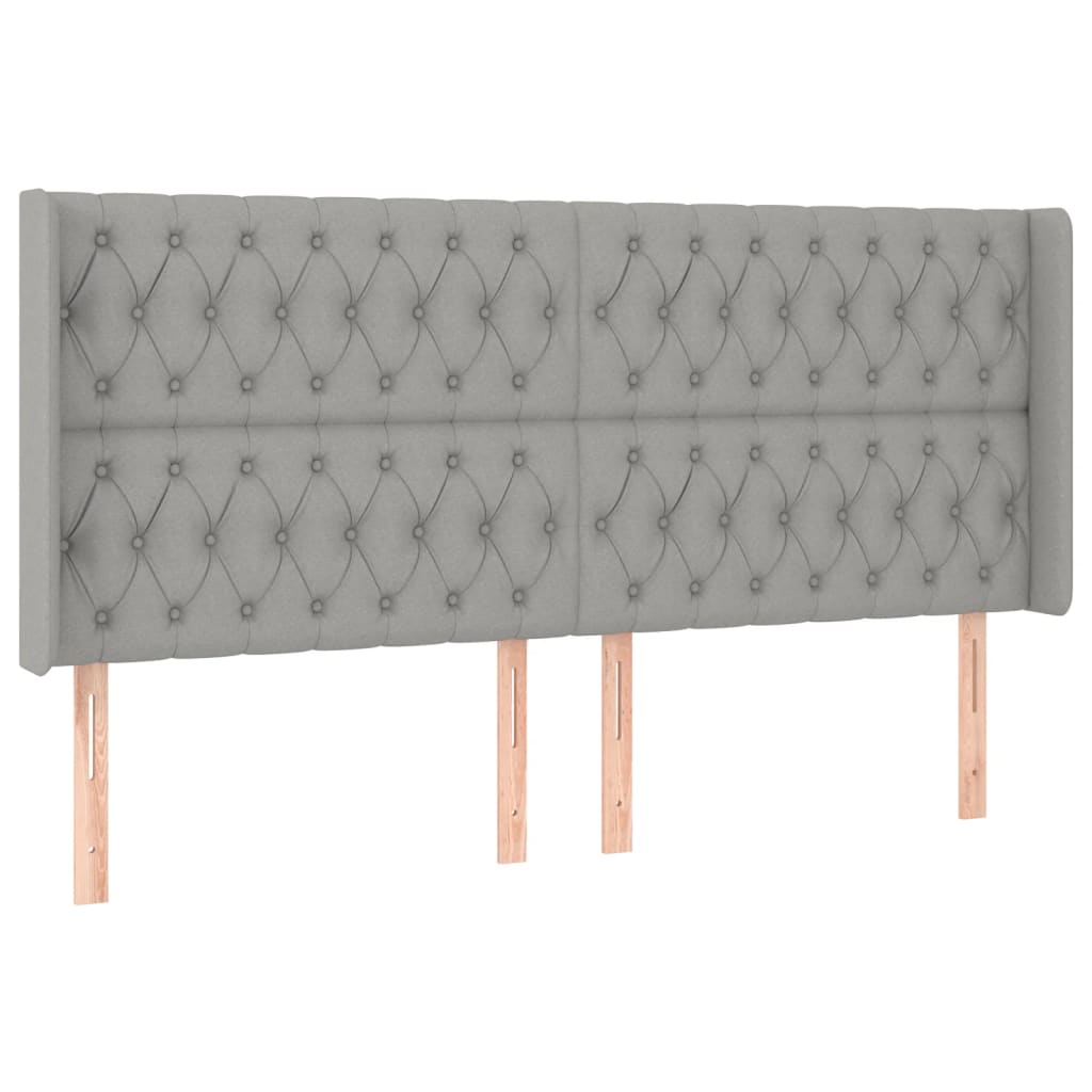 sengegavl med kanter 203x16x118/128 cm stof lysegrå