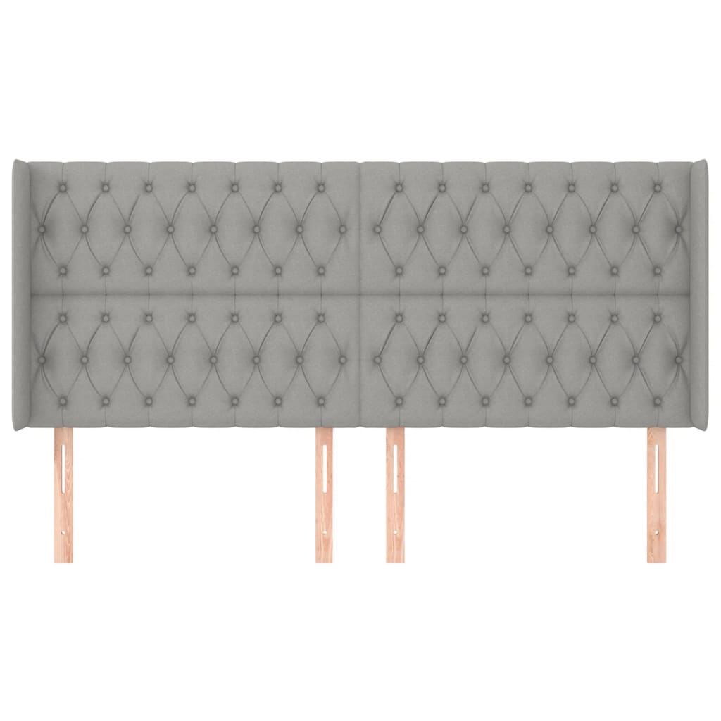 sengegavl med kanter 203x16x118/128 cm stof lysegrå