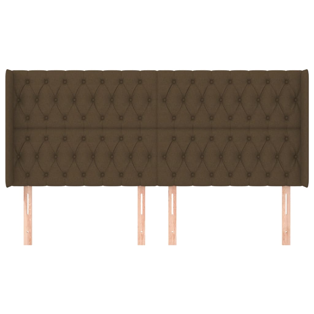 sengegavl med kanter 203x16x118/128 cm stof mørkebrun