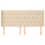 sengegavl med kanter 203x16x118/128 cm stof cremefarvet