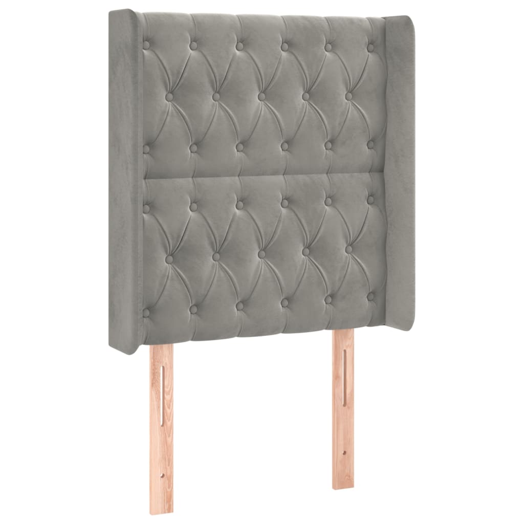 sengegavl med kanter 83x16x118/128 cm fløjl lysegrå