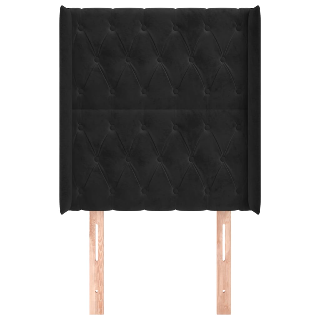 sengegavl med kanter 83x16x118/128 cm fløjl sort