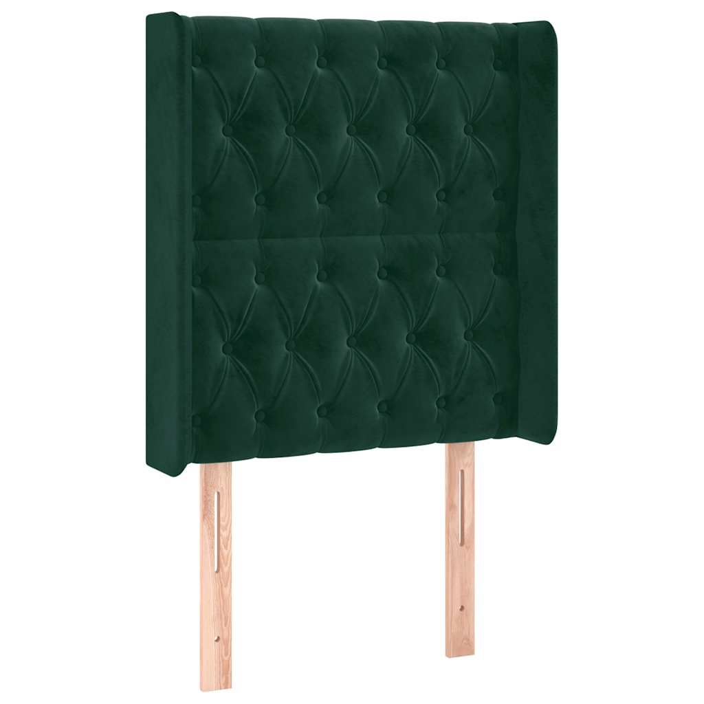 sengegavl med kanter 83x16x118/128 cm fløjl mørkegrøn
