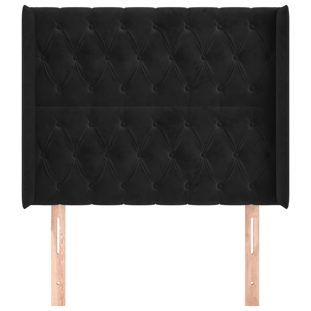 sengegavl med kanter 93x16x118/128 cm fløjl sort