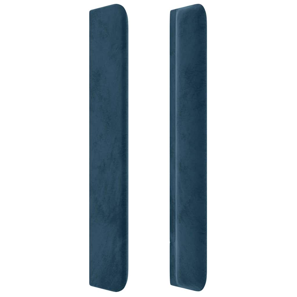sengegavl med kanter 203x16x118/128 cm fløjl mørkeblå